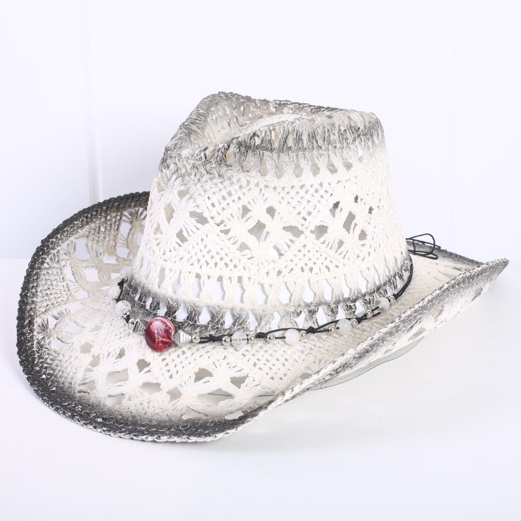 Beliebter europäischer und amerikanischer klassischer hohler westlicher Cowboyhut Herren- und Damen-Mode Urlaubs-atmungsaktiver Sonnenschutz-Strohhut