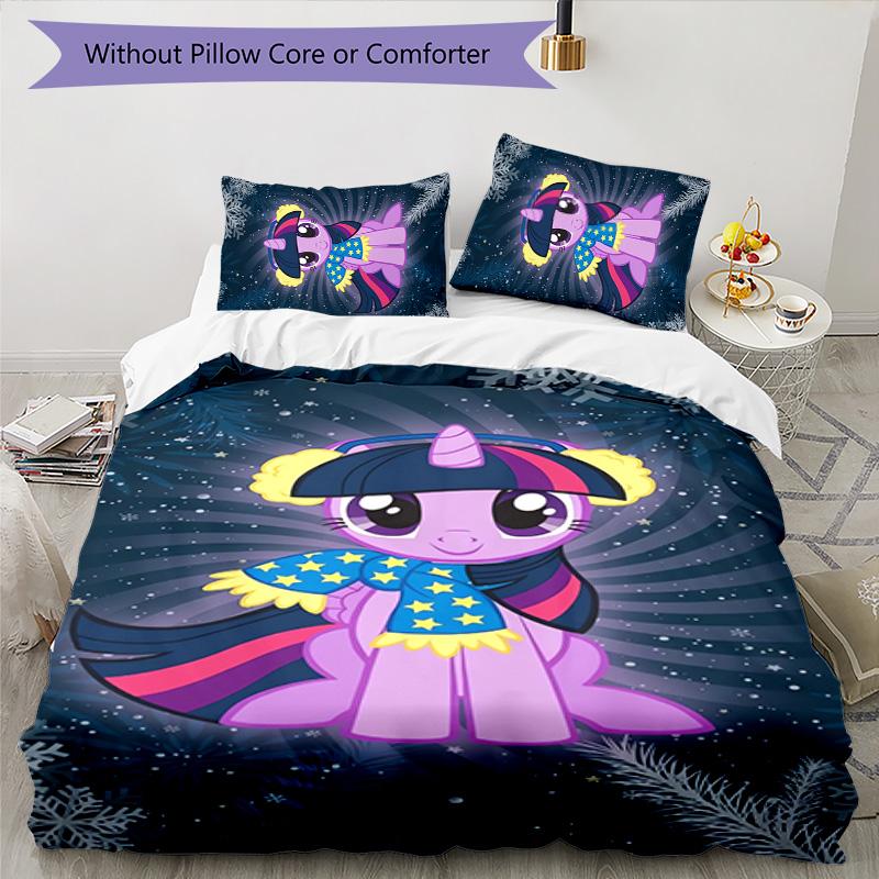 Twilight Sparkle 3pcs Bedding Set Duvet Cover Closure Includes 1 Duvet Cover & 2 Pillowcases for All Seasons Bedroom Home Dorm Decor