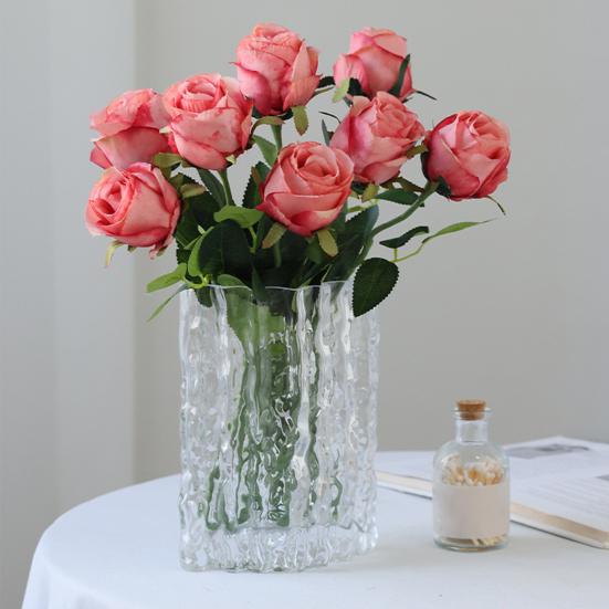 6 Pcs Artificial Rose Flowers Faux Rose Blooms with Long Stems Realistic Long-lasting Fake Roses for Wedding Home Decoration