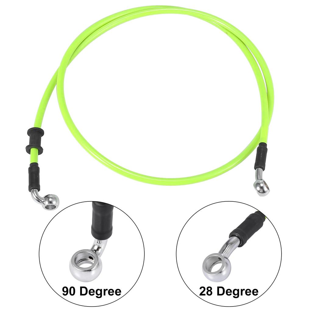 Motoforti Motorcycle Brake Clutch Hose Hose Hydraulic Reinforced Motorcycle Stainless Steel 28°+90° Green 130cm