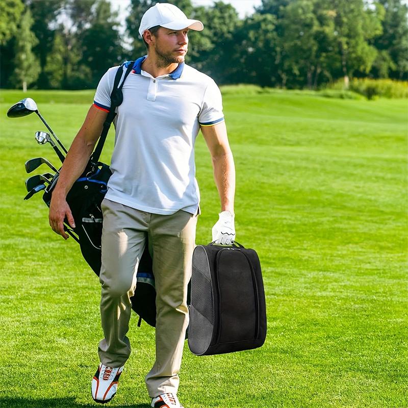 Tragbare Golfschuhtasche Oxford-Gewebe Schuhtragetaschen Atmungsaktiv Leichtgewichtige Golfhandtasche Staubdicht Fußball Tennisschuhtasche