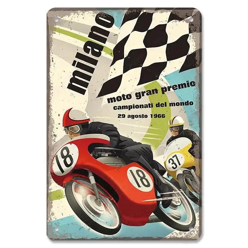 Vintage Metal Sign Motorcycle Poster Decor TT Racing Metal Tin Plate Living Room Wall Garage People's Cave Restaurant Art Decor
