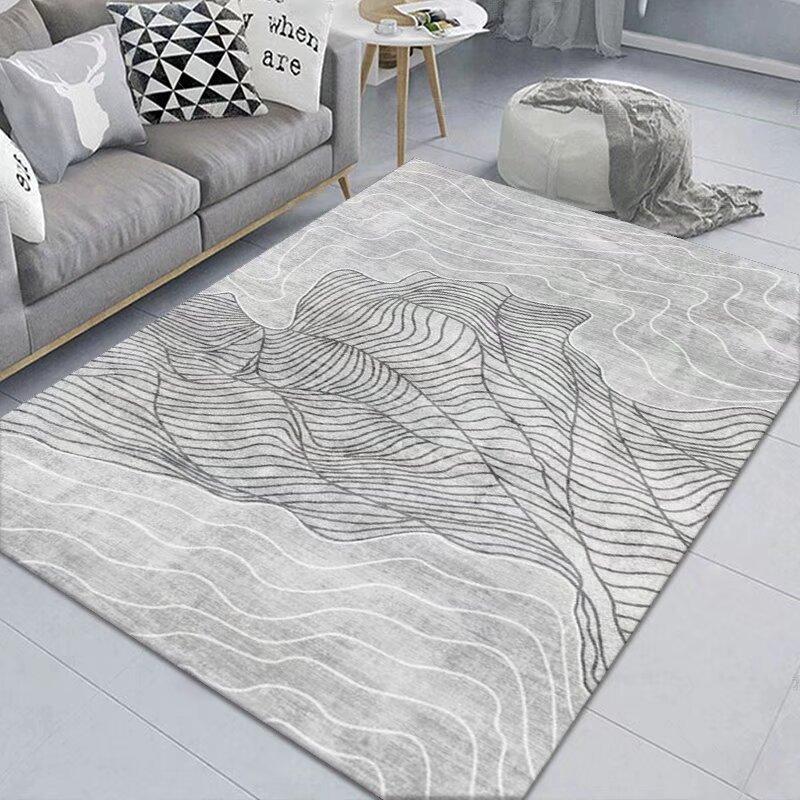 Simple Abstract Carpet, Living Room Sand Room Bedroom Dirt-Resistant Carpet, Large Area Crystal Velvet Floor Mat