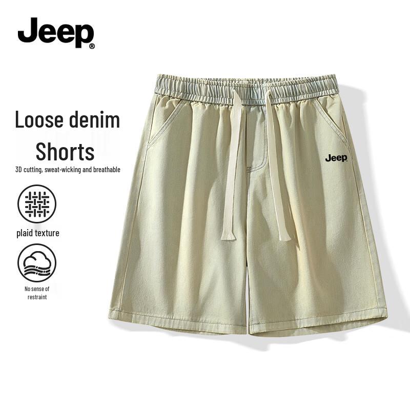 JEEP Men s Washed Straight-Fit Denim Shorts L