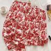 Women's Red Ice Silk Pajamas: Benming Year Spring/Autumn Sweet Casual Long Sleeve Print Set
