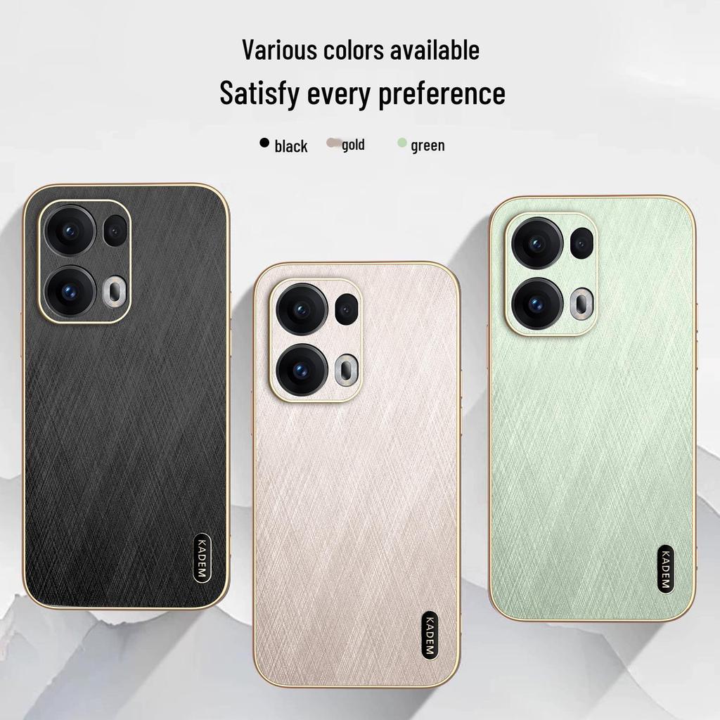 Universal OPPO FindX9 Phone Case: Electroplated Leather Texture with Gold Wire Pattern for Reno14F/Realme15/A6 Protection.