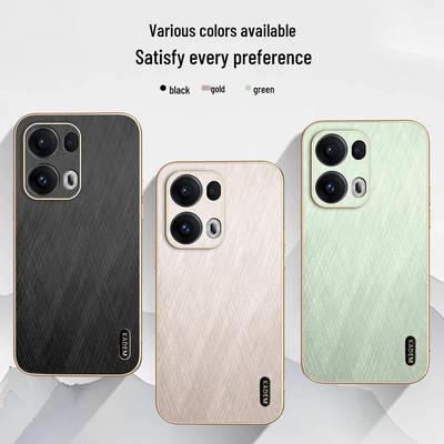 Universal OPPO FindX9 Phone Case: Electroplated Leather Texture with Gold Wire Pattern for Reno14F/Realme15/A6 Protection.