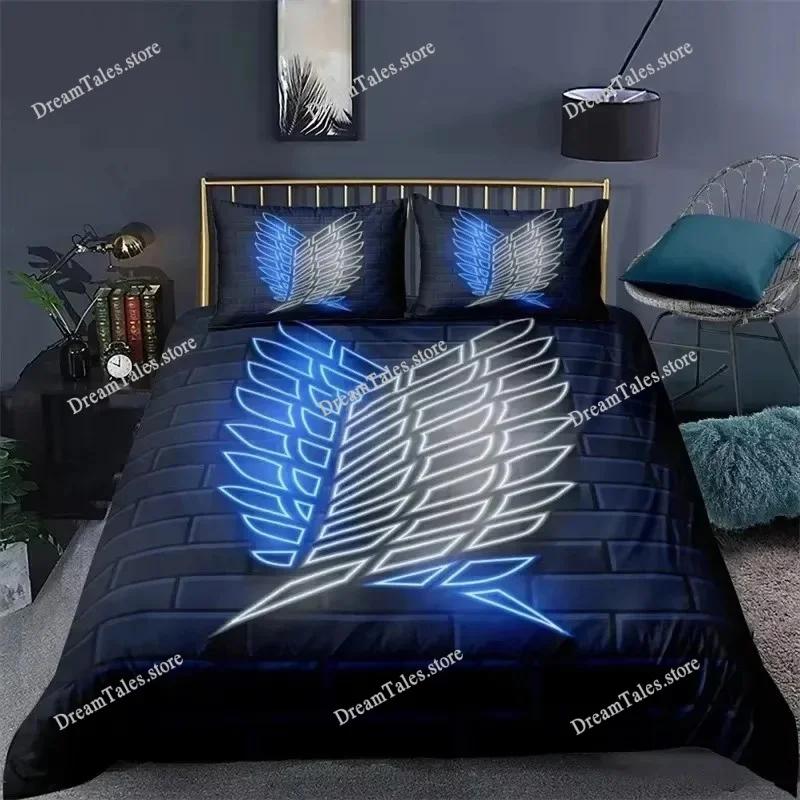 Home Textile Cartoons Attack on Titan Cover Duvet Cover Pillow Case Boy Girl Polyester Bedding Set King Queen Twin Size