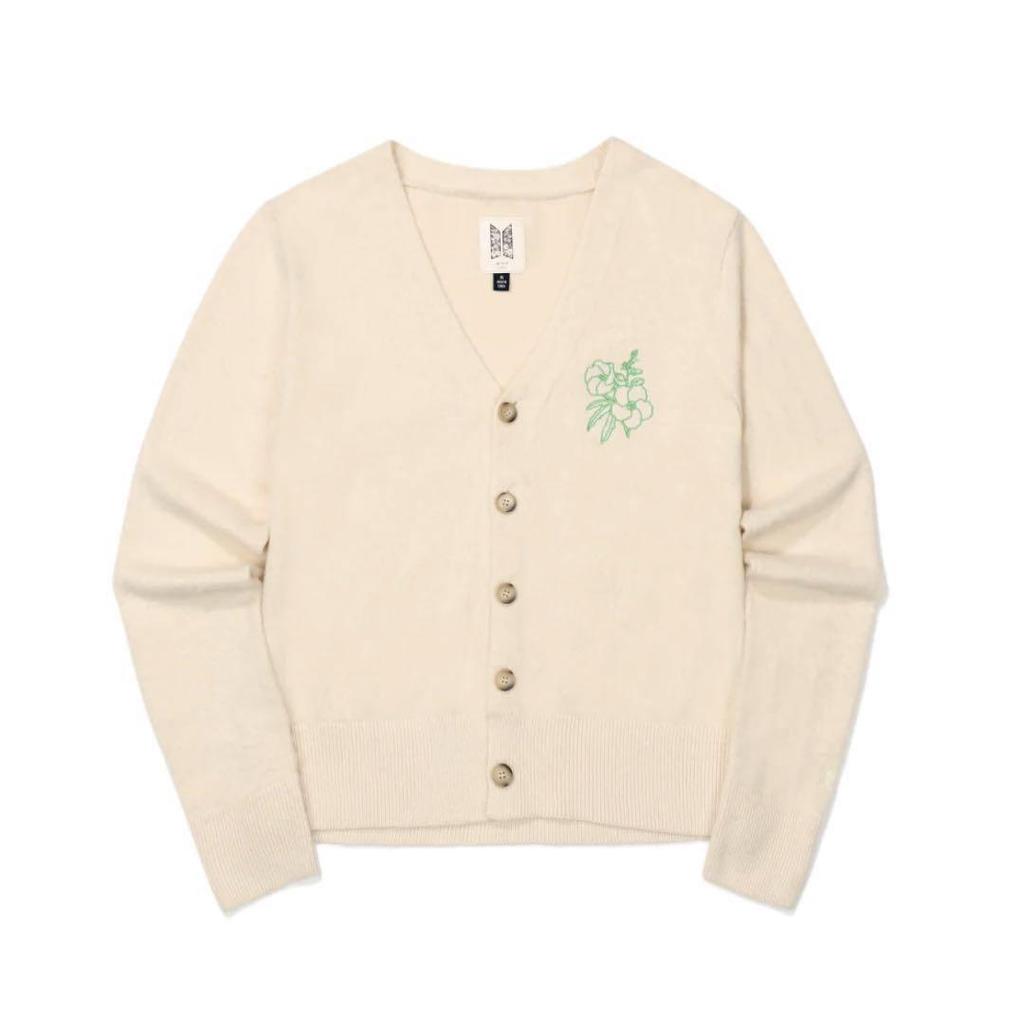 [USED] BTS Dharmajun Cardigan, Size L, with Trading Card