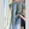 Chinese Style Women's Blouses Korean Shirts Loose Spring Summer Vintage Clothing Printed Sleeveless Women Tops