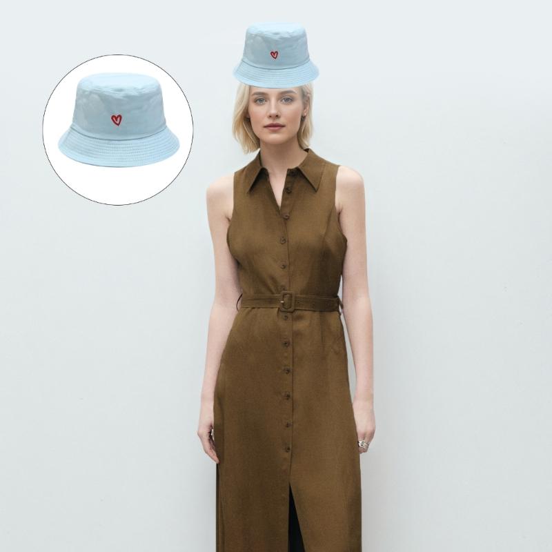 Embroidered Cotton Fisherman Hats for Women Girls Stylish Heart Design Beach Sun Protection Adjustable Fit