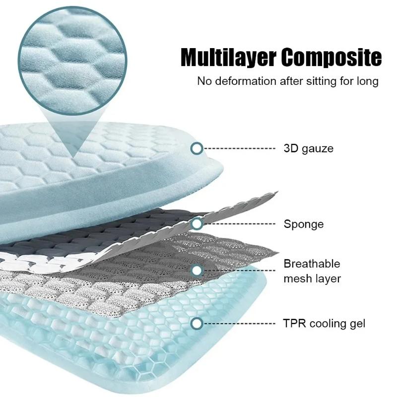 1 Pcs Car Honeycomb Seat Cushion Multifunctional Gel Seat Cushion Breathable Cool Seat Cushion Four Seasons Universal Ice Pad