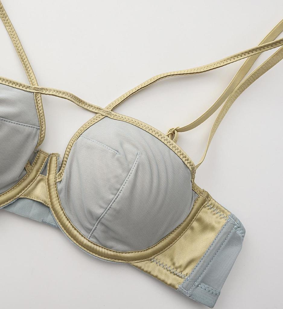 French Smooth Cross Back Push-Up Lingerie Bra - Underwire, Anti-Sagging, Thin Cotton Cup