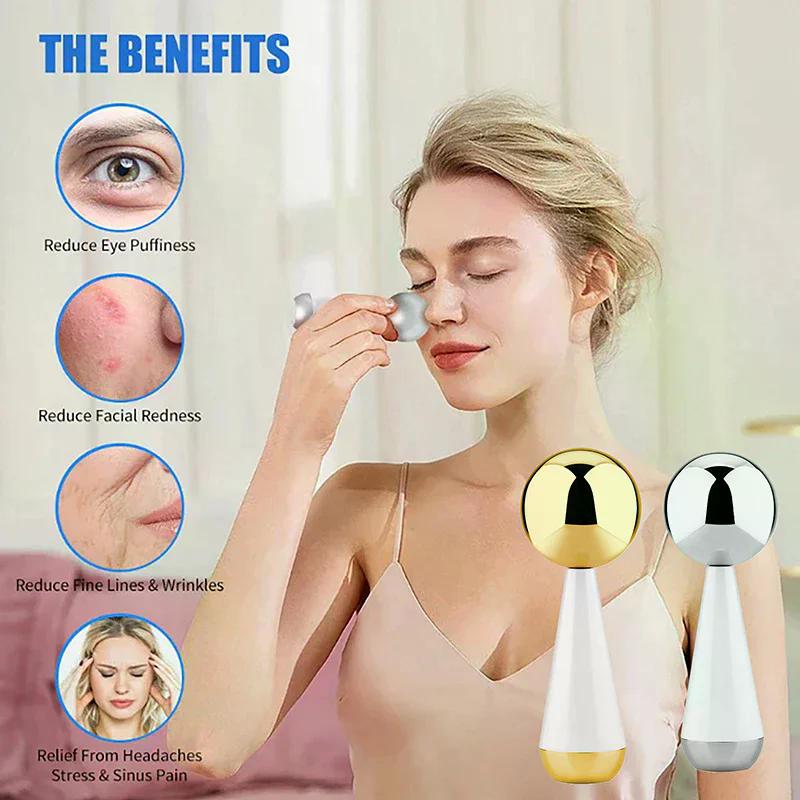 Ice Globes For Facial 360 Rotating Stainless Steel Ice Roller For Face Eyes Beauty Spa Cooling Globe Massage Ball Skincare Tools