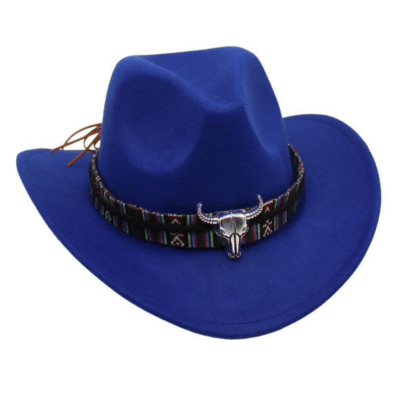 Ethnic Style Handsome Tibetan Hat Children'S Performance Top Hat Cow Head Warped Edge Western Cowboy Hat Sunscreen Sun Hat
