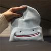 Cute Cartoon Embroidered Smiley Face Knitted Hat Women's Autumn and Winter New Fashion Versatile Warm and Cold Wool Hat Cold Hat