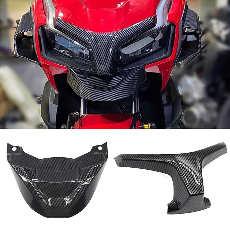 Carbon Fiber Style ABS Front Fairing Nose Beak Winglet Extension Kit for Honda ADV150 2019-2020 Aerodynamic Protection Exterior Modification