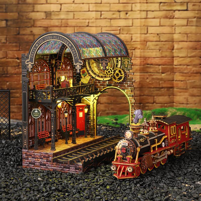 Wooden Miniatures Figurines Dollhouse 3D Puzzle Doll House Kit Assembly Model Building Room With Furniture For Christmas Gifts