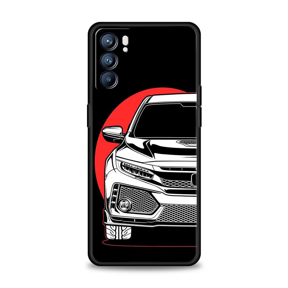 JDM Tokyo Drift Sportwagen Hülle für Oppo Find X6 X5 A54 A53 A52 A9 A15 A95 A17 A16 A76 A74 A57 Reno7 Reno6 Pro Plus 5G Hülle