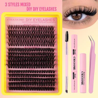 60D 100D 3D Cluster False Eyelash Set - DIY Segmented Lashes with Hot Melt Style for Dense, Natural Look