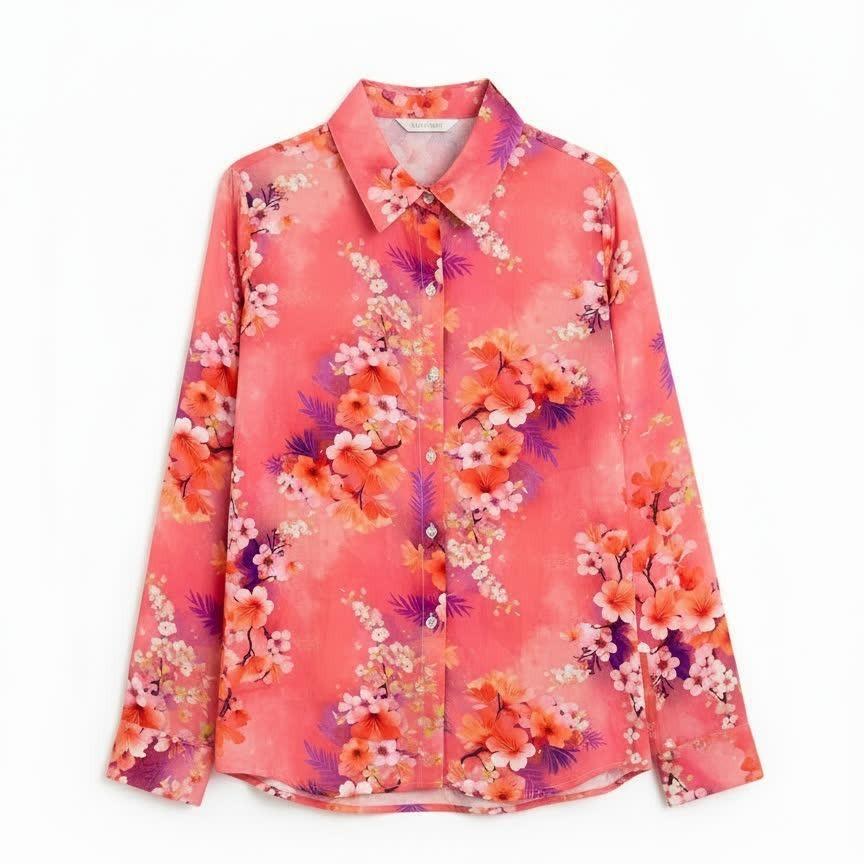 European & American Women's Printed Casual Loose Long Sleeve Shirt