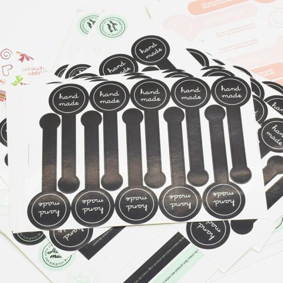 200Pcs Hand Made Long Adhesive Cake Packaging Sealing Label Baking Kraft Sticker