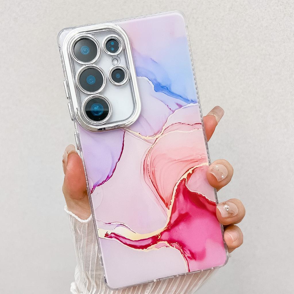 Electroplated IMD marble pattern is suitable for Samsung S25ULTRA mobile phone case S24FE fine hole gradual change smudge A26/56