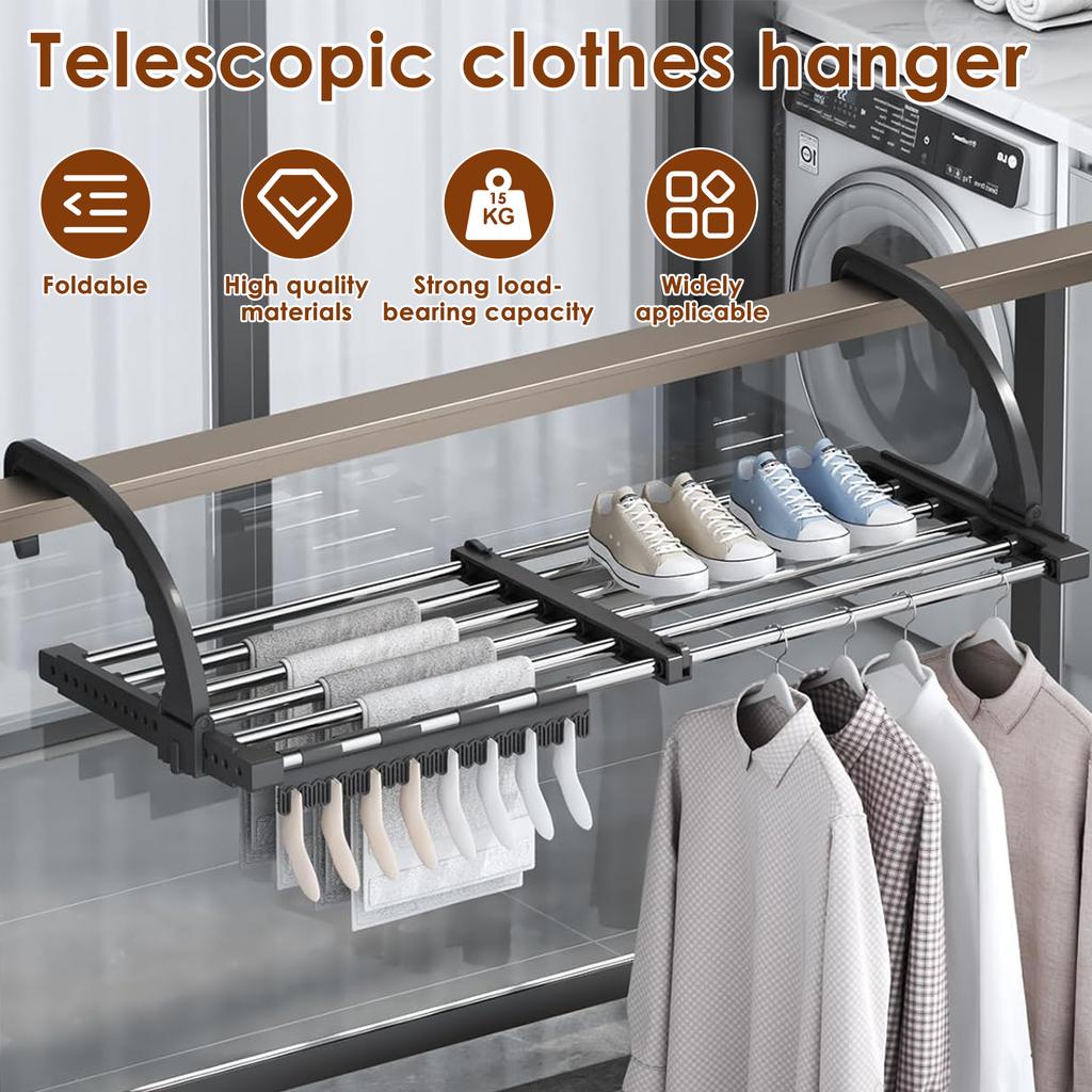 Foldable Balcony Radiator Drying Rack Extendable Stainless Steel Drying Clothes Airer Shoe Rack Window Towel Storage Portable