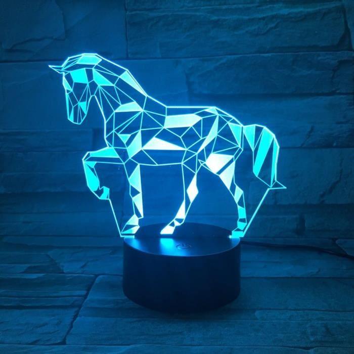 Lampe de nuit - LED - 3D Illusion - 7 couleurs - Tactile - Rechargeable USB
