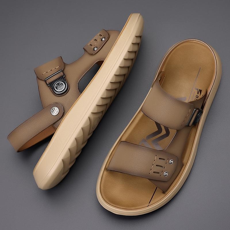 Fashion Summer New Men's Leather Sandals Luxury Open Toed Beach Sandals Men Outdoor Mens Shoes Breathable Male Slippers Casual Footwear
