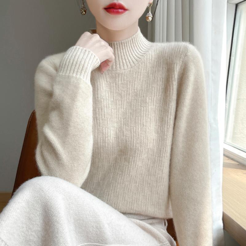 Women's Cashmere Sweater Qinghe Cashmere 30% Cashmere 70% Wool Autumn and Winter Cashmere Thick Pullover Soft and Warm