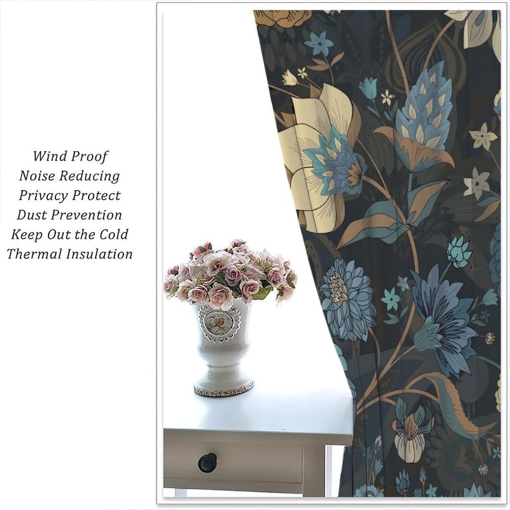 Boho Floral Curtains Watercolor Botanical Pattern Living Room Home Decoration Bedroom Curtain Darkening Polyester Ideal For Sitting