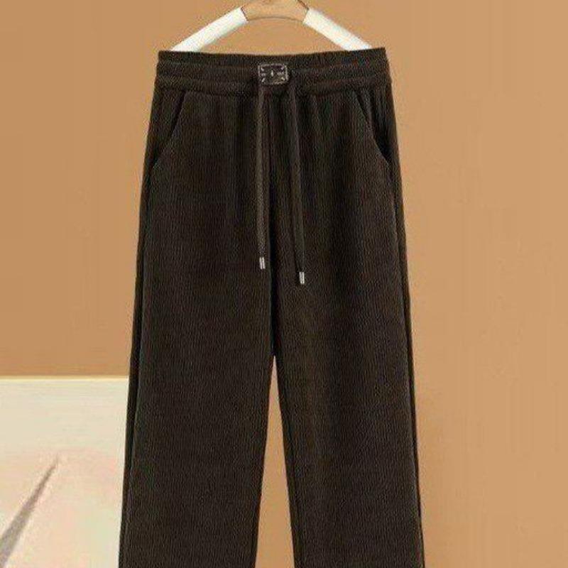 Ženilkové Úzké Verze Široké nohavice Dámské Podzimní Nové Elastický Vysoký Pas Rovné nohavice Kalhoty na mopování