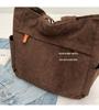 Women's Large Corduroy Tote Bag - Versatile Solid Color Shoulder Handbag