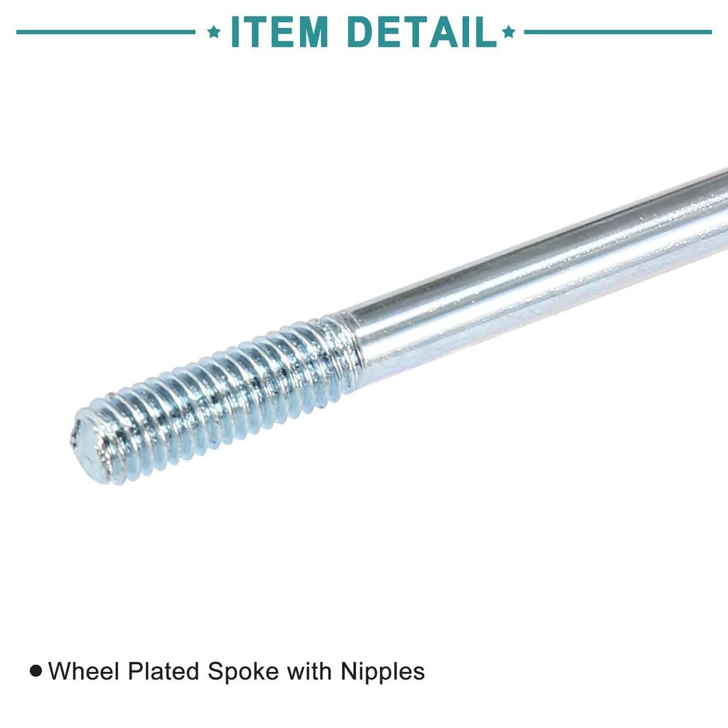 ACROPIX Motorcycle Scooter Wheel Plated Spoke Set 150mm Length with Nipples Silver Tone 36 Pieces