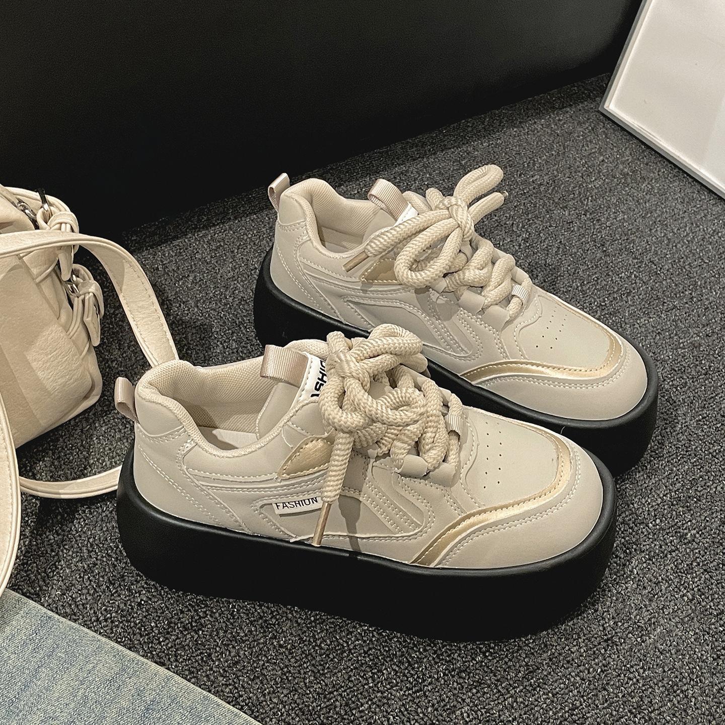 

Queen Fan retro platform white shoes women s 2025 new autumn with skirts versatile height-increasing casual shoes board shoes 40 серый