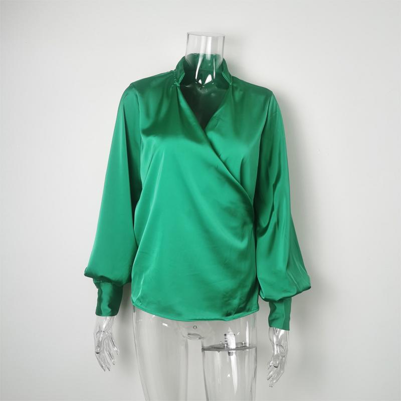 Blusas mujer de moda 2022 літо Топ жіночі жіночі сорочки Жіноча зелена біла сорочка Блузки топи Довгий рукав Шикарна жіноча блузка