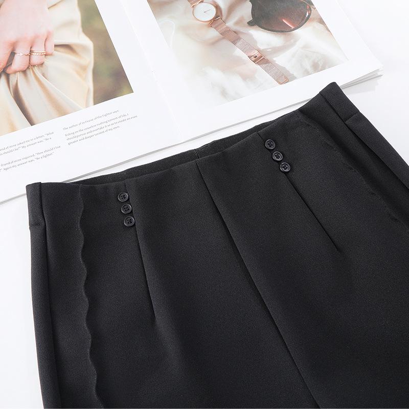 Women's Black Flared Pants - High-End Casual Draping for Spring 2025