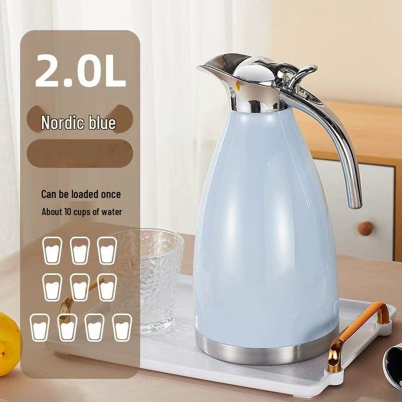 2L European Style Double Layer 304 Stainless Steel Insulated Hot & Cold Water Coffee Kettle