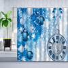 Christmas Shower Curtain Bathroom Decor White Blue Ball Snowflake New Year Wall Cloth Polyester Winter Holiday Curtains Hook Set