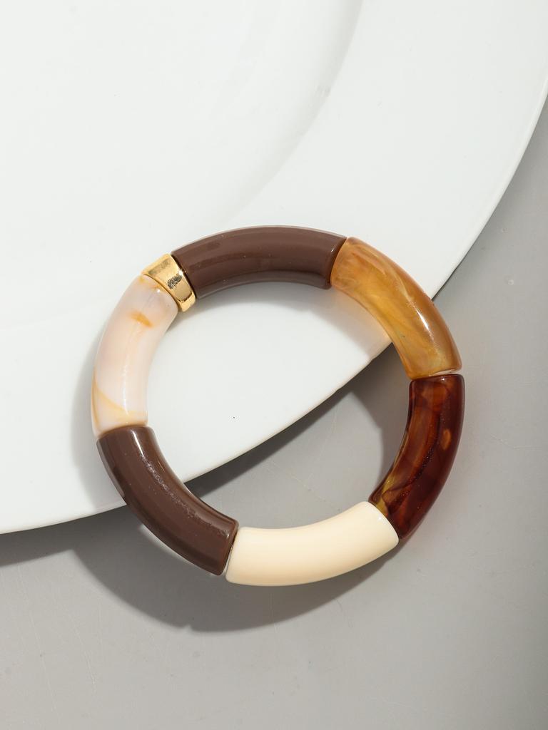 Bohomia Acryl-Design-Stil, klobiges, stapelbares Bambus-Armband für Frauen, Boho, elastisch, bunte Röhrenperlen-Armbänder, 2024 Schmuck