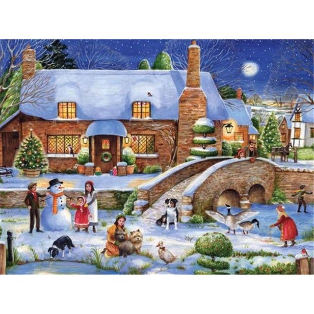 5D Diamond Painting Landscape Diamond Embroidery Sale Full Square Round Diamond Mosaic Winter Snow Scenery New Year Decoration