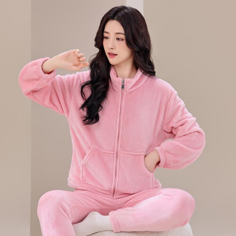 2024 Korean Coral Fleece Autumn/Winter Velvet Warm Casual Home Suit