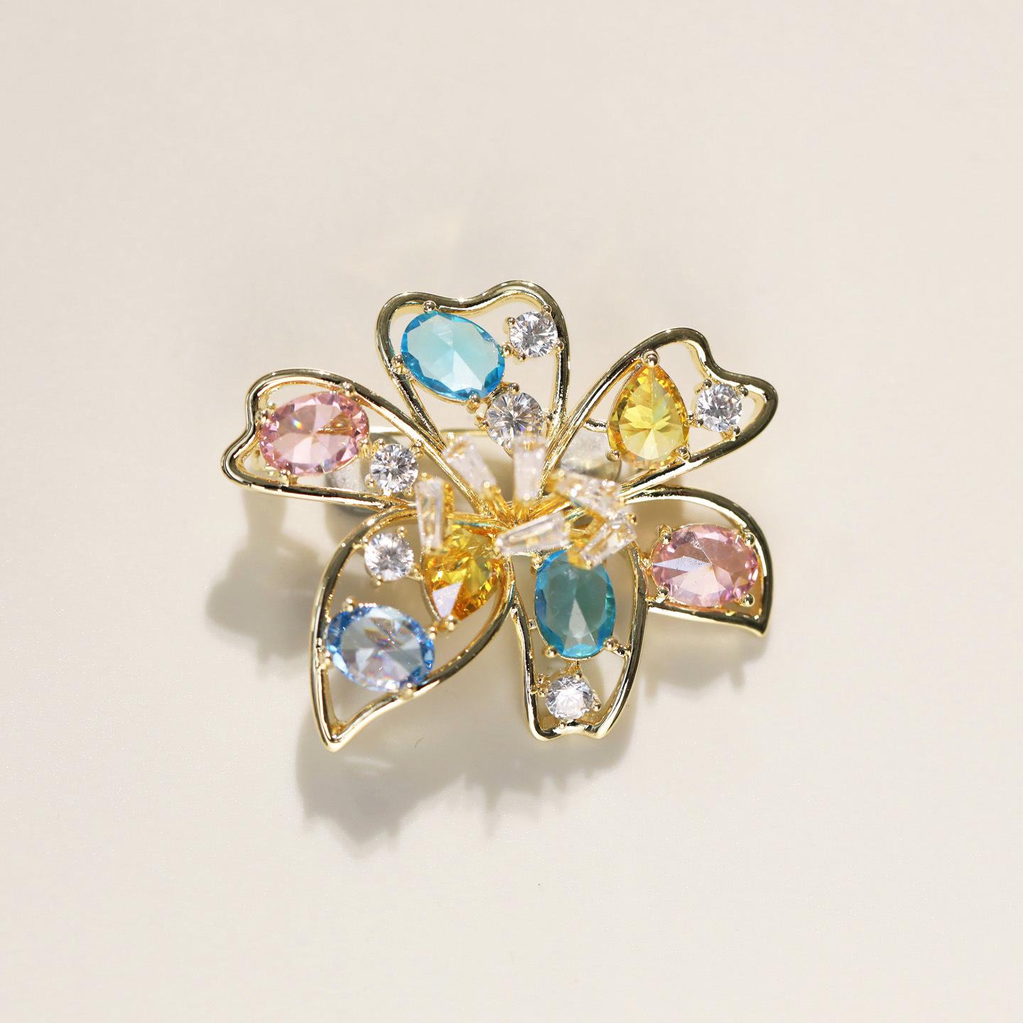 Bo Xin Yun Colorful Cubic Zirconia Lily Flower Brooch - Cute Fashionable Plant Accessory