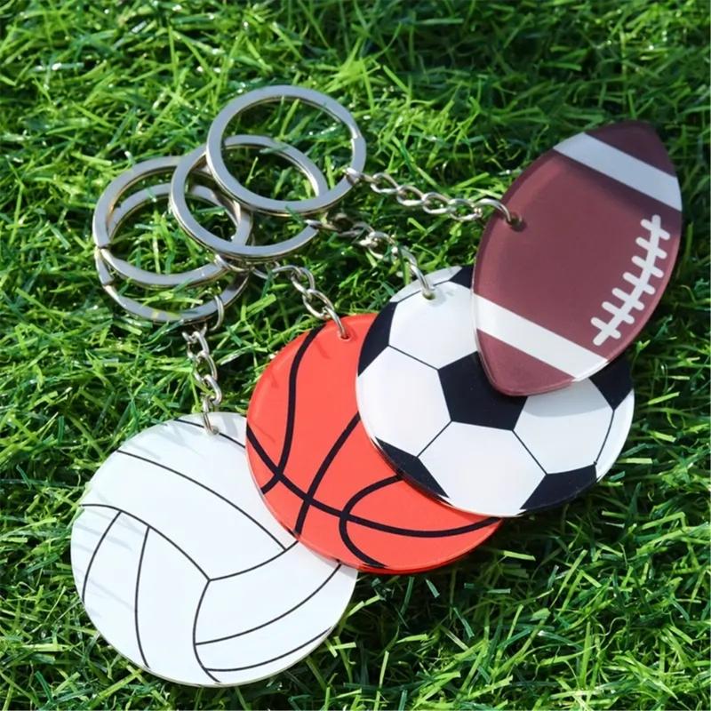 User Friendly Acrylic Sporty Keychains Football Baseball Basketball Rugby Enthusiasts Safe Material