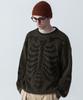 STAGE NAME Two-Tone Skeleton Bones Round Neck Oversized Knit_Khaki