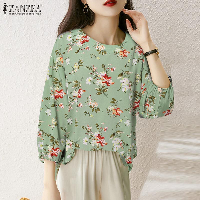 

ZANZEA Женская блузка с цветочным принтом, повседневная блузка с рукавом 3/4