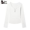 Women's Button V-Neck Long Sleeve Slim Fit T-Shirt
