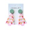 Floral Delightful Geometric Pink Christmas Tree Ear Studs For Joyful Celebrations
