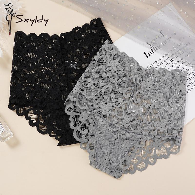 Plus Size Women Floral Lace Panties Hipster High Waist Underwear Breathable Briefs